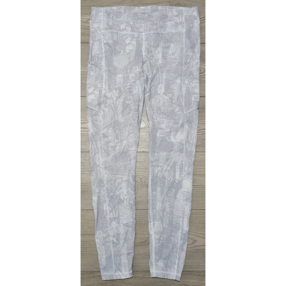 Lululemon Speed‎ Up Tight Leggings Womens Size 10 Eternal Wave Gray White